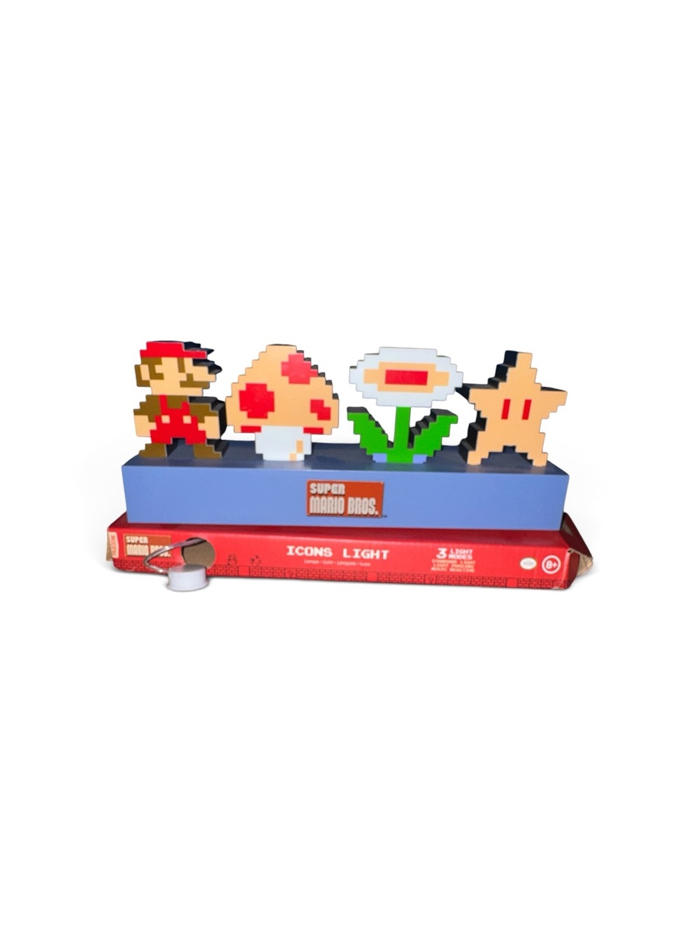 Super Mario Bros. Pixel Icons Light - Multicolor NWOT with Cord & Manual Gamer